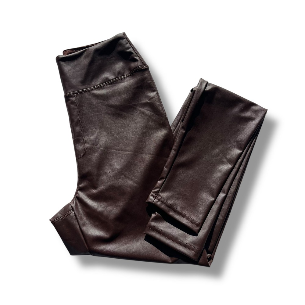 OFFLINE by Aerie Small Espresso Brown  Faux Leather Real Luxe High Rise Leggings
